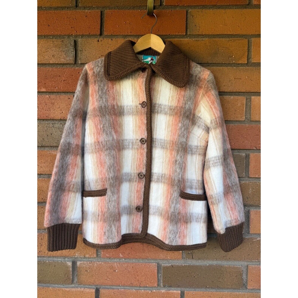 Vintage‎ Plaid Wool Jacket Tourmalet Tissu des Pyrenees France | Medium